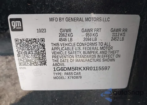 2024 Cadillac Ct5 Luxury z USA, uszkodzony, nr VIN 1G6DM5RKXR0115597